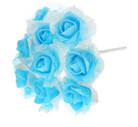 Букет, 9 цветков, бело-голубой