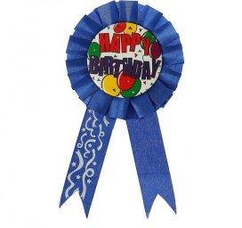 Значок орден "С днем рождения" синий цвет, на булавке
